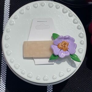 Handmade Polymer Clay Hair Clip/ Barrette- Purple Flower